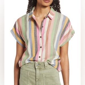 MARINE LAYER Striped Pastel Button-Up Shirt - Multicolor